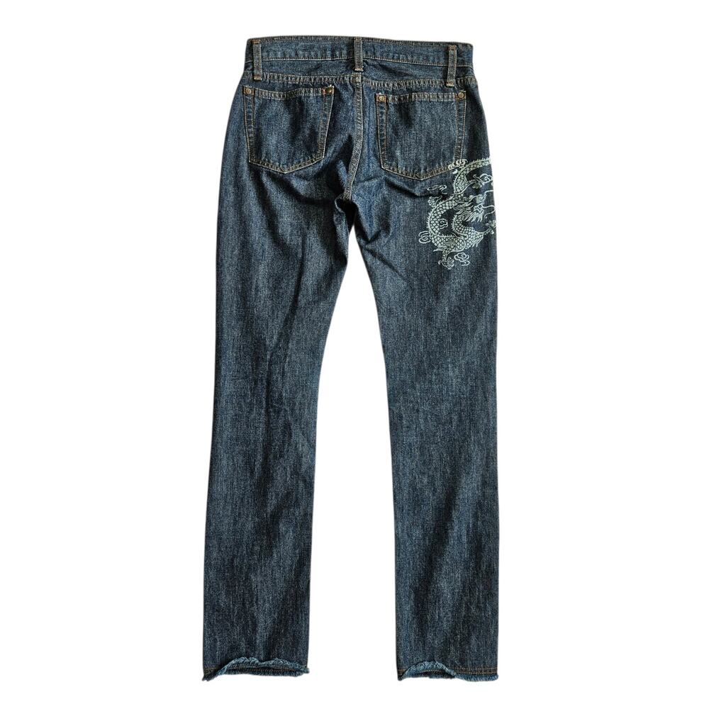 Y2k Vivienne Tam Straight Leg Jeans Dragon Print - Size XS
